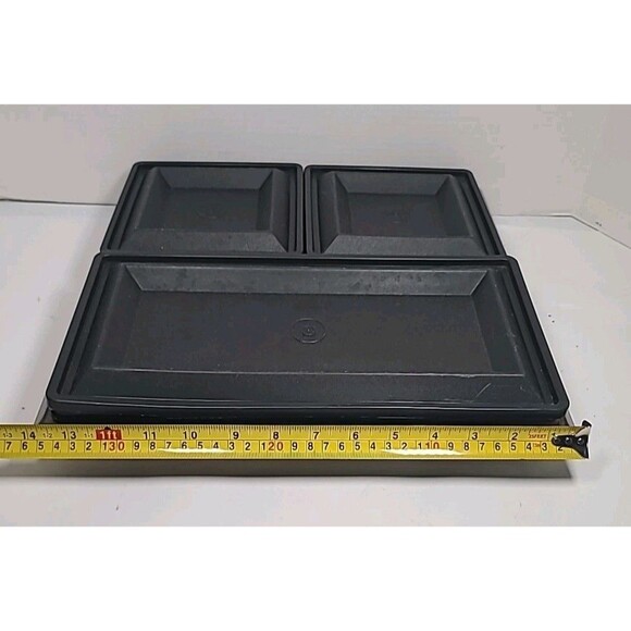 Complete Vintage Tupperware 1385 Smoke Black 7 PC Get Together Buffet Tray - Picture 6 of 12